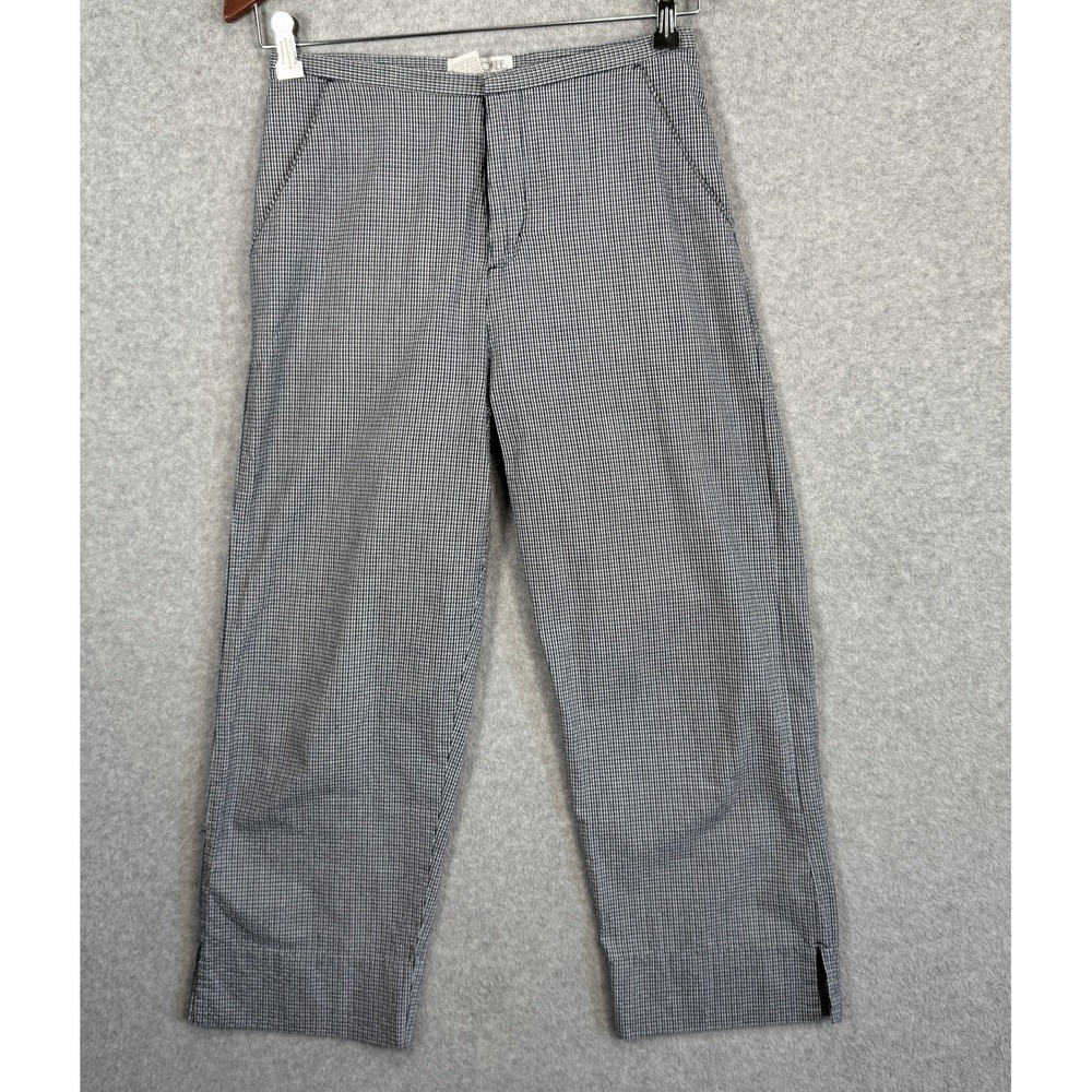 VTG Cherokee Gingham Check Pants Womens 6 Navy Cotton Straight Leg 90s Mom Crop